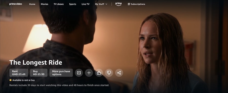 Buy or Rent The Longest Ride at Amazon